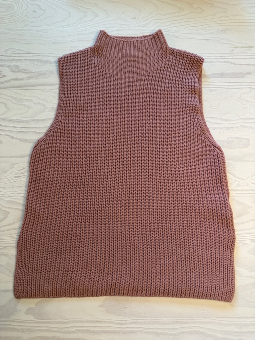 Aritzia Babaton Sleeveless 100% Wool Mock Neck Knit Top - Dusty Pink
